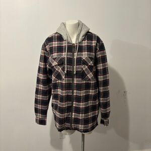 Stanley size Medium Red Plaid Fuzzy Lined Workwear Shacket Jacket Fall Time